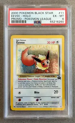 PSA 6 EX MT Pokemon Eevee 11 Holo League Black Star Promo 2000 Rare Low Pop - Image 1