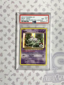 2016 Pokemon XY Mew - Holo PSA 8 EVO - 1st Place P.M. League Mewtwo Charizard - Image 1