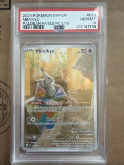 Pokemon TCG Mimikyu Scarlet & Violet Pokemon center Promo 075 PSA 10 - Image 1