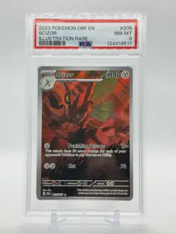 2023 POKEMON OBF EN-OBSIDIAN FLAMES #205 SCIZOR ILLUSTRATION RARE PSA 8 - Image 2