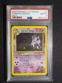 2000 Pokemon gym Heroes Sabrinas Gengar Holo PSA 8 - Mini Head Swirl - Image 1
