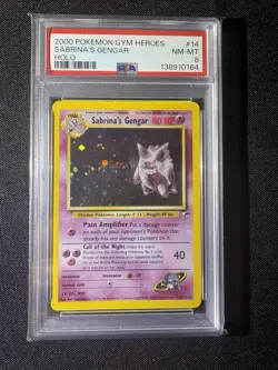2000 Pokemon gym Heroes Sabrinas Gengar Holo PSA 8 - Mini Head Swirl - Image 2