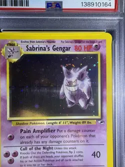 2000 Pokemon gym Heroes Sabrinas Gengar Holo PSA 8 - Mini Head Swirl - Image 3