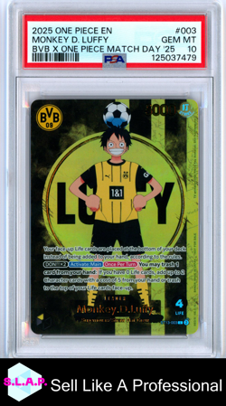 MONKEY D. LUFFY BVB X ONE PIECE MATCH DAY '25 ONE PIECE PROMOS 2025 003 PSA 10 - Image 1