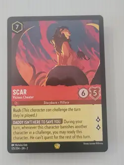 Disney Lorcana TCG Scar Vicious Cheater Legendary Rise of the Floodborn 125/204 - Image 1