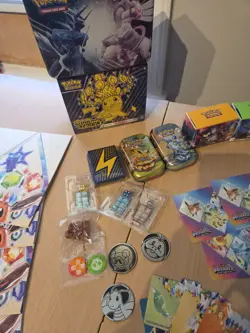 Pokemon TCG Tin And ETB Box Sleeves Coins Stickers Accessories Dice NO CARDS - Image 3