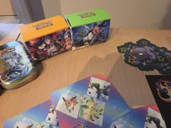 Pokemon TCG Tin And ETB Box Sleeves Coins Stickers Accessories Dice NO CARDS - Image 4