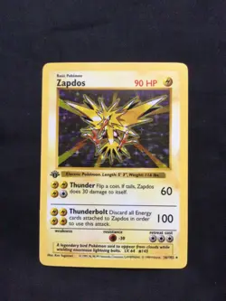 Pokemon Cards: Base Set 1st Edition Rare Holo: Zapdos 16/102 - Image 1