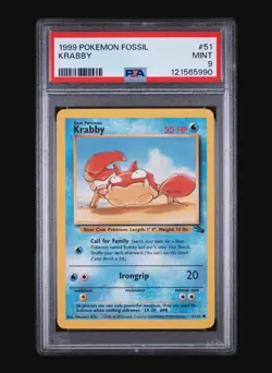 KRABBY 51/62 - FOSSIL 1999 POKEMON CARD - FRESH SLAB - POP 237 - PSA 9 MINT - Image 2