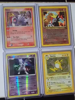 Pokemon TCG 4 Card Lot Mewtwo, Raichu, Entei, Holo and Reverse - Image 1