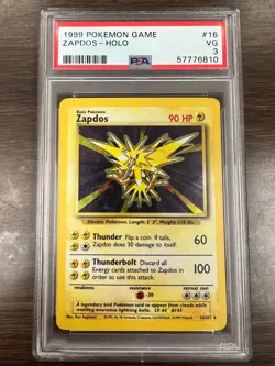 ZAPDOS ~ 1999 Pokemon PSA 3 Card #16/102 Holo Rare - Image 1