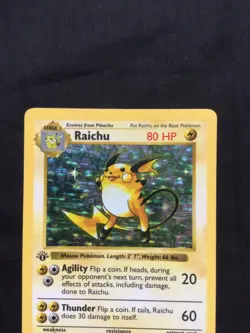 Pokemon Cards: Base Set 1st Edition Rare Holo: Raichu 14/102 - Image 2
