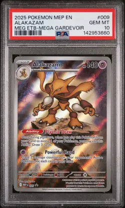 2025 POKEMON MEP EN-ME BLACK STAR PROMO #009 ALAKAZAM PSA 10 - Image 1