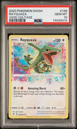 2020 POKEMON SWORD & SHIELD VIVID VOLTAGE #138 RAYQUAZA PSA 10 - Image 1