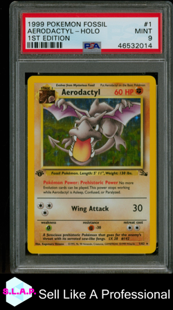 AERODACTYL-HOLO 1ST EDITION POKEMON FOSSIL 1999 1 PSA 9 - Image 1