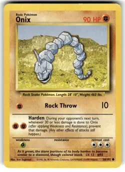 Pokemon TCG Onix 56/102 Common Unlimited Base Set - Image 1