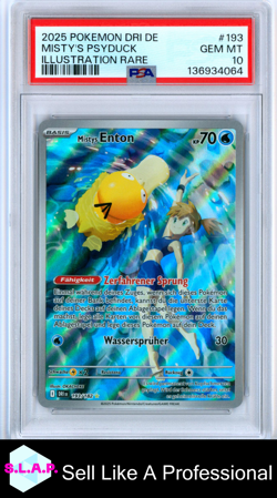 MISTY'S PSYDUCK ILLUSTRATION RARE POKEMON DRI DE-DESTINED RIVALS 2025 193 PSA 10 - Image 1