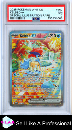 KELDEO EX SPECI4L ILLUSTRATION RARE POKEMON WHT DE-WHITE FLARE 2025 167 PSA 7 - Image 1