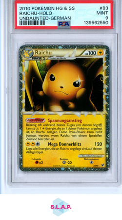 RAICHU-HOLO UNDAUNTED-GER POKEMON HEARTGOLD & SOULSILVER UNDAUNTED 2010 83 PSA 9 - Image 1