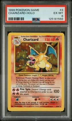 PSA 6 EX-MT Charizard Base Set 4/102 Holo 1999 Pokemon Excellent - Mint - Image 1
