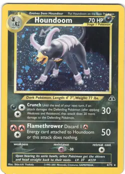 Houndoom Mouth SWIRL 4/75 Holo Rare Neo Discovery Pokemon HP (Creases) - Image 1