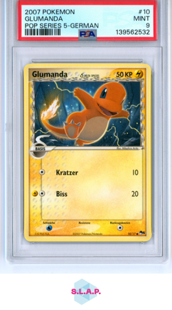GLUMANDA POP SERIES 5-GERMAN POKEMON POP SERIES 5 2007 10 PSA 9 - Image 1