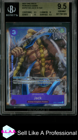 JACK R PAR 2022 ONE PIECE ROMANCE DAWN PRE ERRATA OP01102 BGS 9.5 - Image 1
