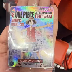 Bandai Namco One Piece CCG Monkey.D.Luffy US Voyage Promo Full Art Holo Card 000 - Image 1
