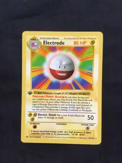 Pokemon Cards: Base Set 1st Edition Rare: Electrode 21/102 - Image 1