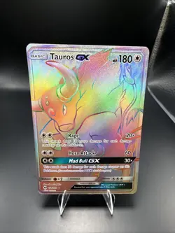 Pokemon TCG Tauros GX Full Art Holo Rainbow Rare Card Sun & Moon 156/149 - Image 3