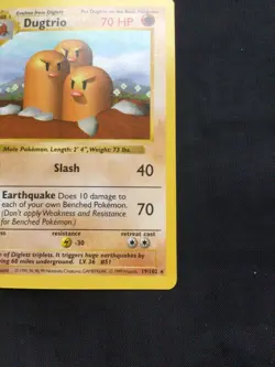 Pokemon Cards: Base Set 1st Edition Rare: Dugtrio 19/102 - Image 4