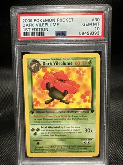 Pokemon Dark Vileplume Team Rocket 1st Edition NON Holo Rare #30 PSA 10 Gem Mint - Image 1