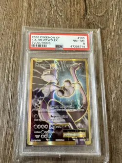 2016 Pokemon XY F/A Mewtwo EX Evolutions 103/108 NM 8 - Image 1