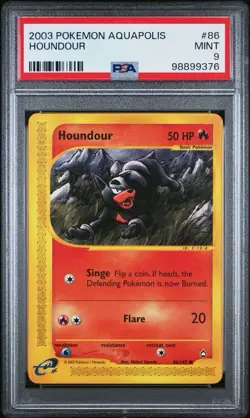 2003 Pokemon Aquapolis # 86 Houndour Non Holo PSA 9 Card MINT! Trusted Seller! - Image 1