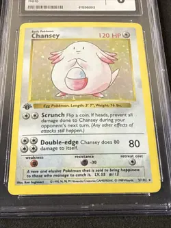 1999 POKEMON BASE SET 1st Edition #3/102 CHANSEY HOLO - CGC 6 - Image 2