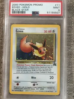 PSA 9 Mint - EEVEE HOLO - Pokemon TCG: 2000 WotC Black Star Promo #11 48332251 - Image 1