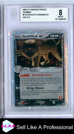 ROCKET'S PERSIAN EX HOLO R 2005 POKEMON EX UNSEEN FORC3S GERMAN 116 BGS 8.0 - Image 1