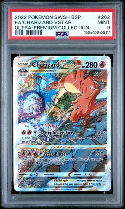 2022 POKEMON SWSH BLACK STAR PROMO #262 FULL ART/CHARIZARD VSTAR PSA 9 - Image 1