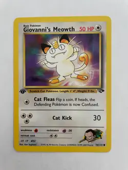 Pokemon - Giovanni's Meowth (74) #074/132 - Gym Challenge - 1st Edition - NM - Image 1