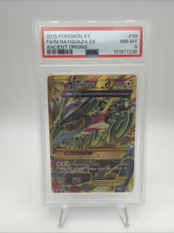 Pokemon 2015 XY Ancient Origins #98 Full Art M Rayquaza EX PSA 8 - Image 1