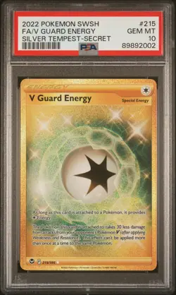 POKEMON 2022 Silver Tempest Full Art V GUARD ENERGY #215 PSA 10 Gem Mint - Image 1