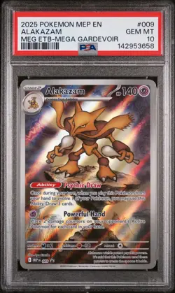 2025 POKEMON MEP EN-ME BLACK STAR PROMO #009 ALAKAZAM PSA 10 - Image 1