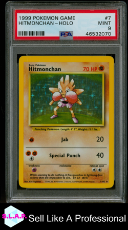 HITMONCHAN-HOLO POKEMON GAME 1999 7 PSA 9 - Image 1