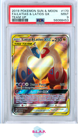 FA/LATIAS & LATIOS GX TEAM UP POKEMON SUN & MOON TEAM UP 2019 170 PSA 9 - Image 1