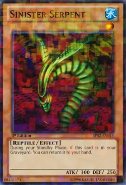 Yugioh! LP Sinister Serpent - BP02-EN015 - Mosaic Rare - 1st Edition Lightly Pla - Image 1