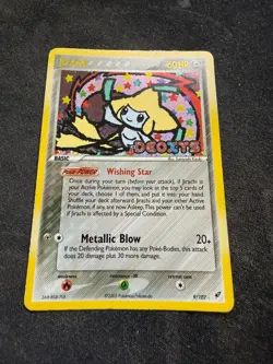 Pokemon Jirachi Card 9/107 Reverse Holo Rare Deoxys Stamped MODERATELY PLAYED - Image 1