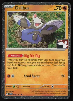 Pokemon Drilbur 085/162 Prize Pack Series Cards Cosmo Holo Pack Fresh - NM - Image 1
