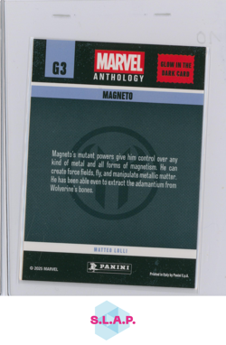 MAGNETO PANINI G3 MARVEL ANTHOLOGY GLOW IN THE DARK CARD 2025 ENGLISH - Image 2