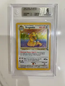 Pokemon TCG Dragonite Holo Rare Unlimited Card 1999 Fossil Beckett 6 - Image 1