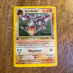 Aerodactyl 1/62 Pokemon Card: 1st Edition Fossil Rare Holo Prerelease - Image 3